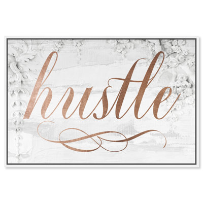 " Typography And Quotes Hustle Rose Gold Royal, Modern & Contemporary Gold " by Oliver Gal