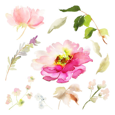 Ladetto Watercolour Elements - Wrapped Canvas Painting
