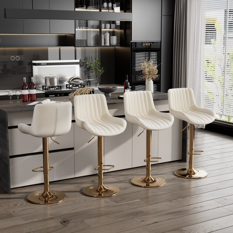 Ensemble de tabourets de bar, tabourets de bar pivotants à hauteur réglable avec dossier, chaise de bar rembourrée en velours avec repose-pieds, tabouret d'îlot de cuisine sans accoudoirs pour îlot de cuisine, pub, café