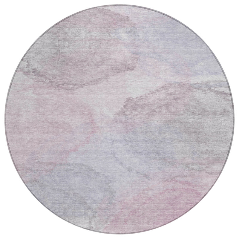 Machine Washable Indoor/Outdoor Chantille ACN2443 Casual Rug, 8' Round, Blush