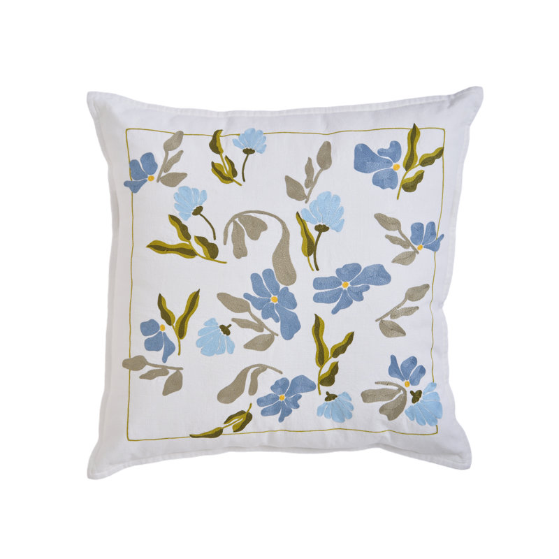 Bouquet Pillow Cover 20" x 20", White;Yellow;Brown