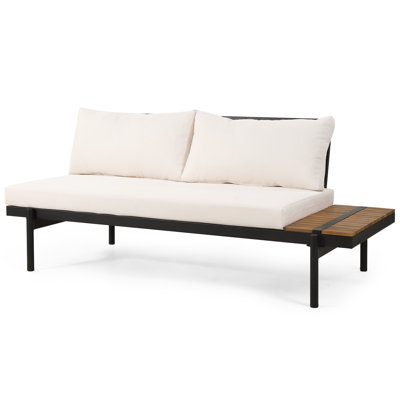 2 Seater Right Side With Iron Frame And Accent - Side, Wood Fascination, Frame, Cream Water- Pillow Cover