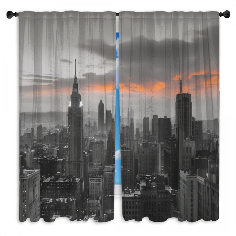 Rideaux de fenêtre New York City Skyline, 56 po x 76 po - 2 panneaux, Obscurcissement de chambre