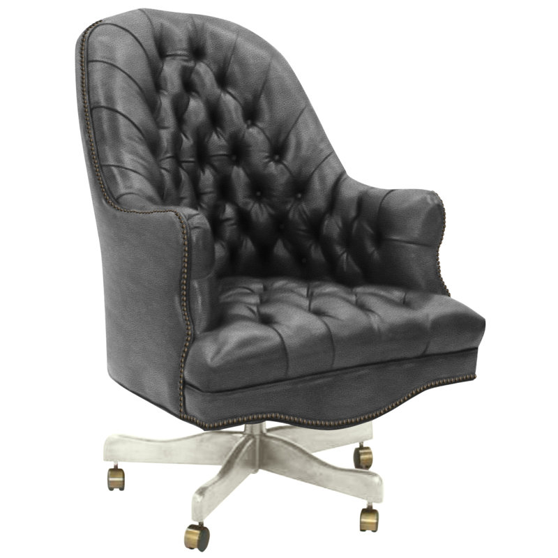 Leather Swivel Executive Chair, Hair Hide Brown/White, 109-08, Baroque French White