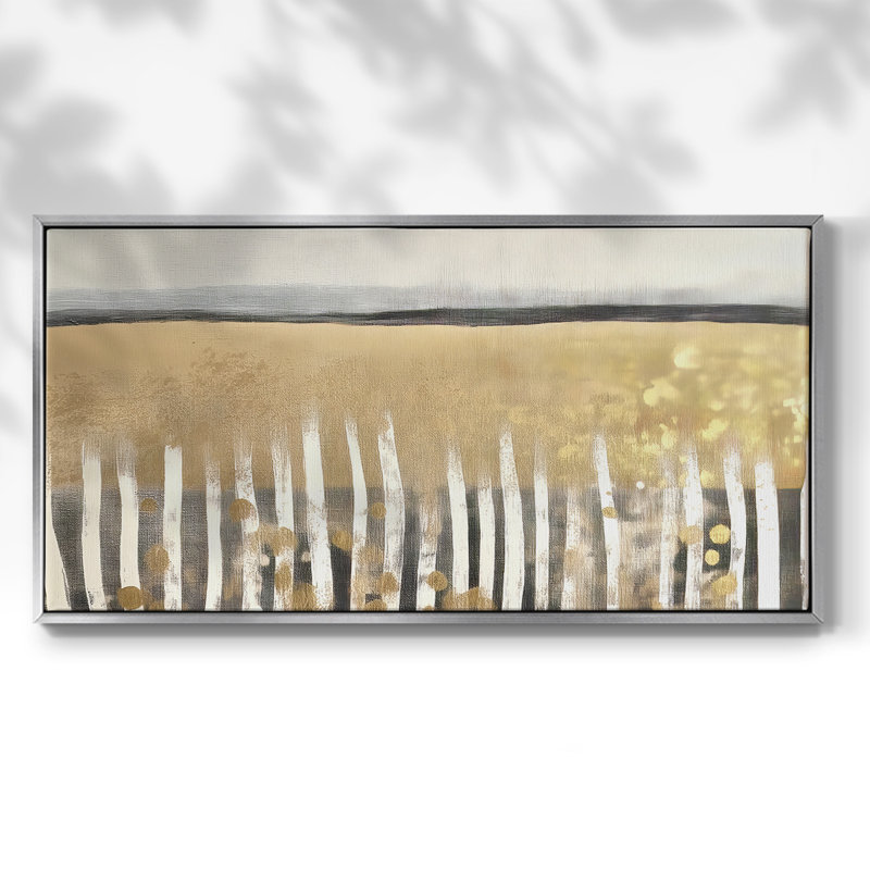 Série abstraite - DLXVI - Toile tendue avec châssis encadré - Prêt à être accroché, H 21 po x l 41 po, Argent argent