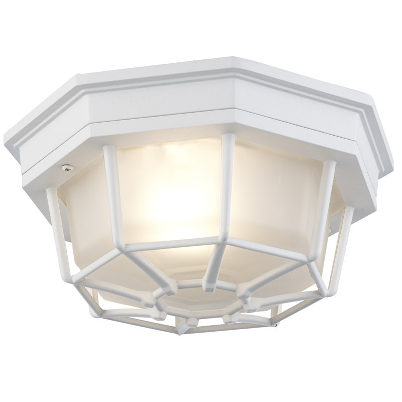 Plafonnier encastré d'extérieur à 1 ampoule Basham, Blanc, H 4 po x l 9 po x P 11 po