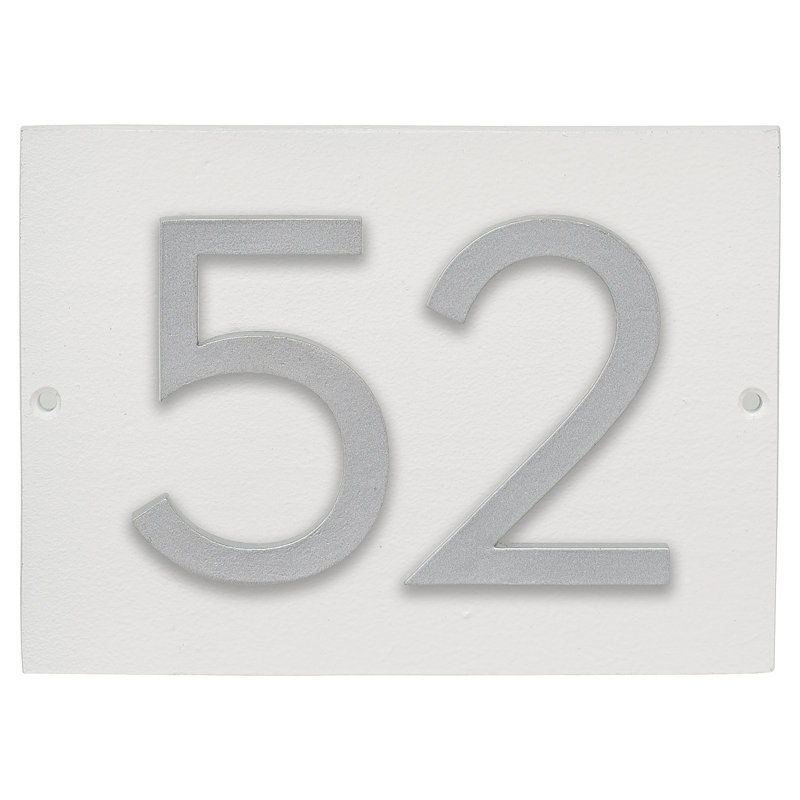 Plaque d’adresse murale sur 1 ligne flottante, Blanc, Argent, Oui