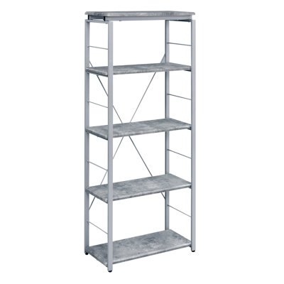 Bibliothèque industrielle rustique à 4 tablettes avec structure en acier durable et beaucoup de rangement, parfaite pour les espaces modernes et traditionnels.