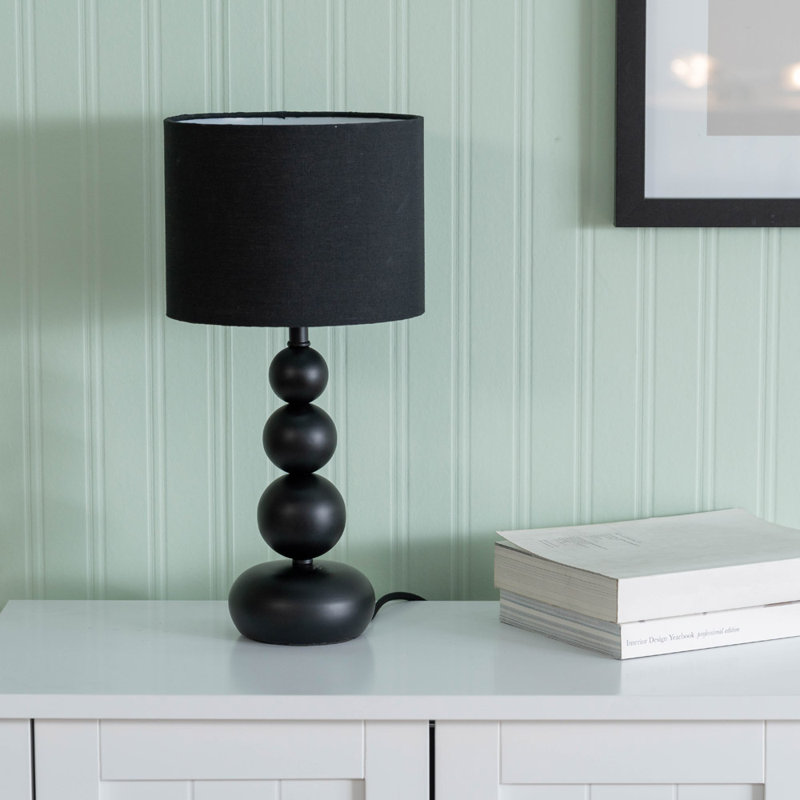 Marissa Stacked Ball Table Lamp Light with LED Bulbs, Black, Black, Set of 2