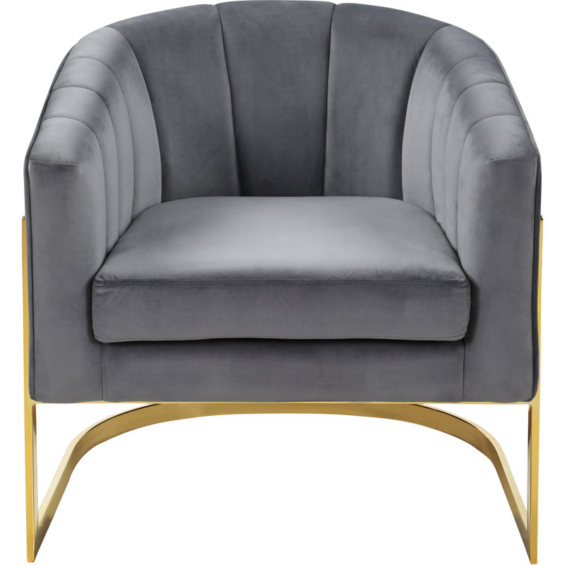 Carter Velvet Barrel Chair, Gray Velvet