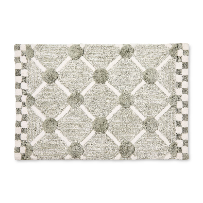 Lattice & Dot Bath Rug, Gray