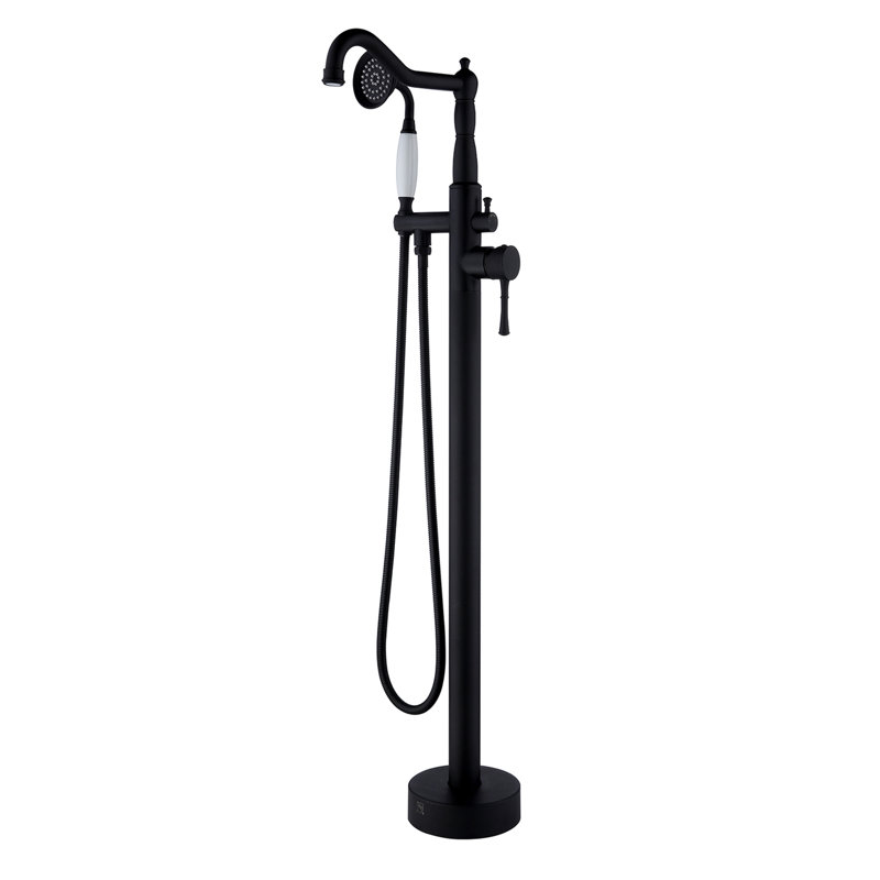 Floor Tub Spout with Diverter, Matte Black