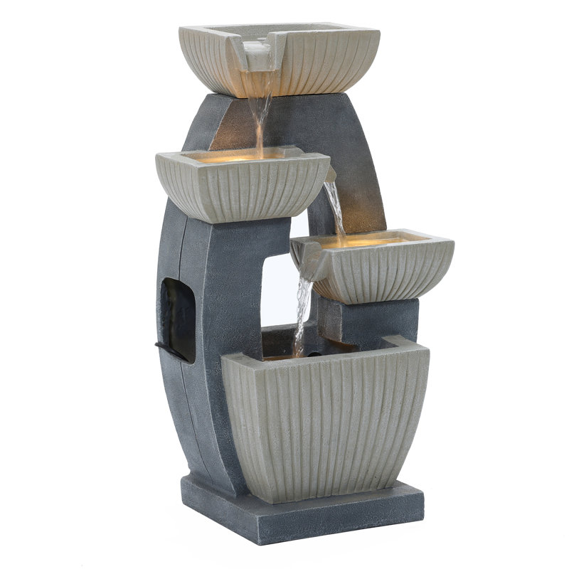 Weather Resistant Cascade Fountain with Light