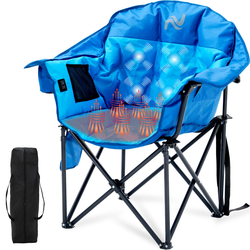 Oversized Heated Camping Chair, 3 Heat Settings & Massage Fuction, Blue