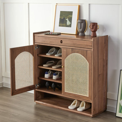 Simple Rattan Shoe Storage Cabinet