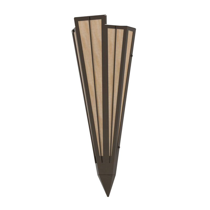 1 - Light Flush Mounted Sconce, Oil Rubbed Bronze, Beige, Glass