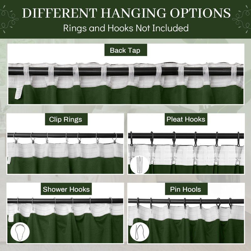 Velvet Blackout Curtain Pair, 52" W x 96" L, Green