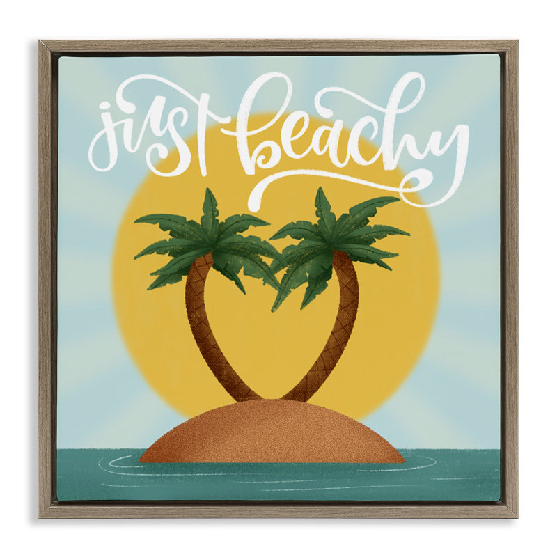 Cadre flottant Just Beachy, île tropicale, design par Sarah Hickman, H 25 po x l 25 po, Cadre flottant orme Montalcino
