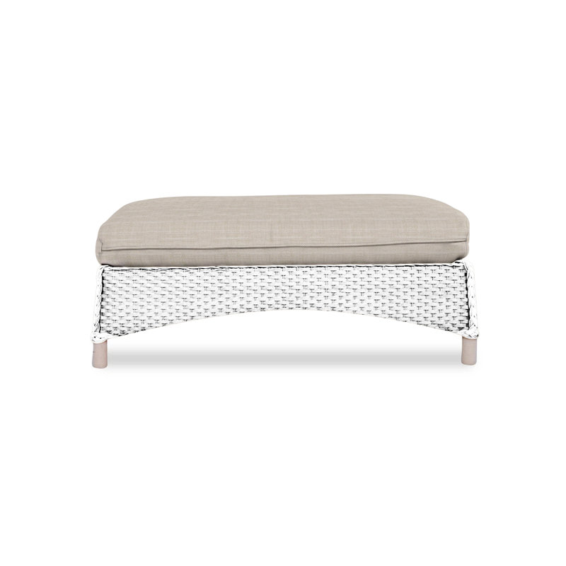 Mandalay Outdoor Ottoman, White, Rollo Linen