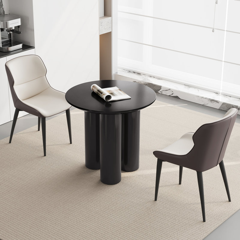 Round Dining Table Kitchen Table, 29.72"H x 30"L x 30"W, Black