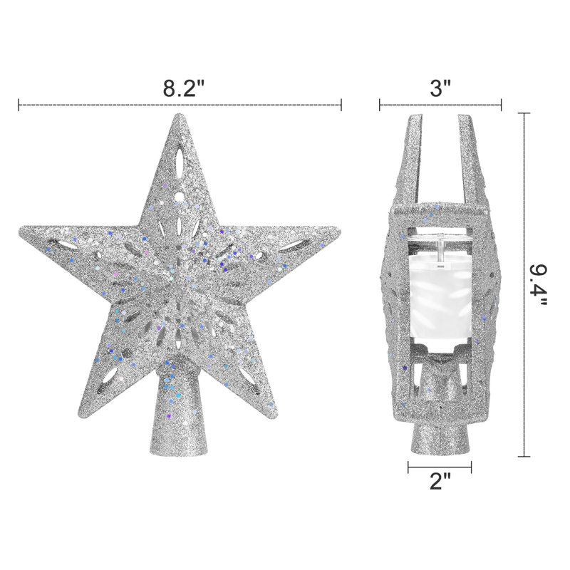 Jaquest 9.4'' Astrology & Stars Tree Topper, Silver