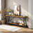 70.9” Rustic Brown Industrial Sofa Table with 2-Tier Shelves, Perfect for Hallways and Entryways-264709651-264709650