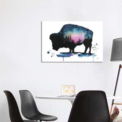 Galaxy Bison 1 Piece Wrapped Canvas Painting