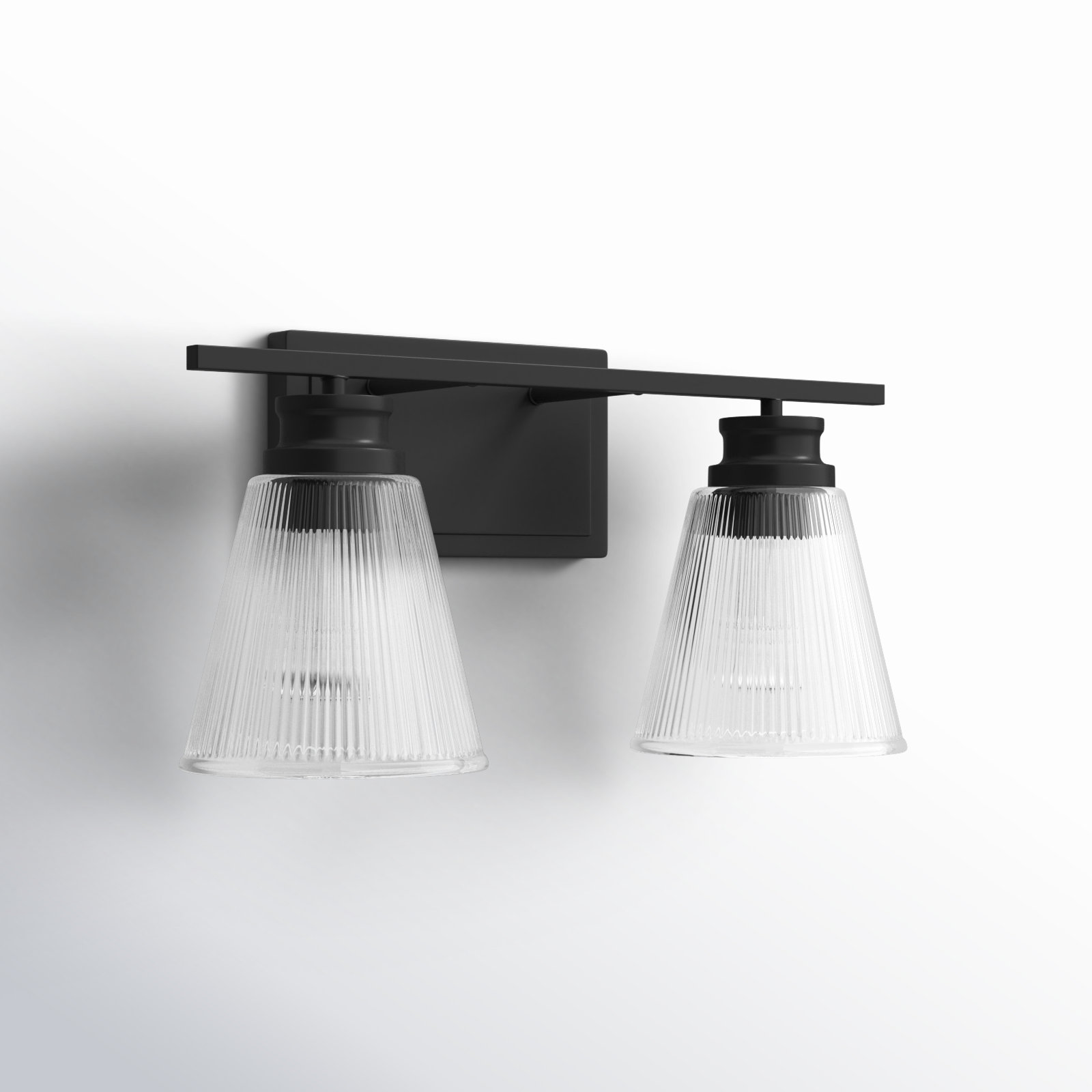 Orsina 2 Light Ribbed Dimmable Vanity Light, Matte Black