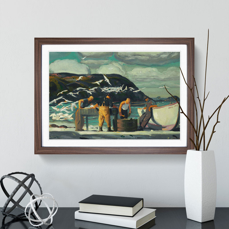 Cleaning Fish by George Bellows - Picture Frame Painting, Walnut Framed, 48cm H x 65cm W x 2cm D