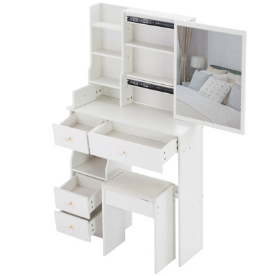 Table de coiffeuse 29,2 "avec miroir et rangement pour petits espaces
