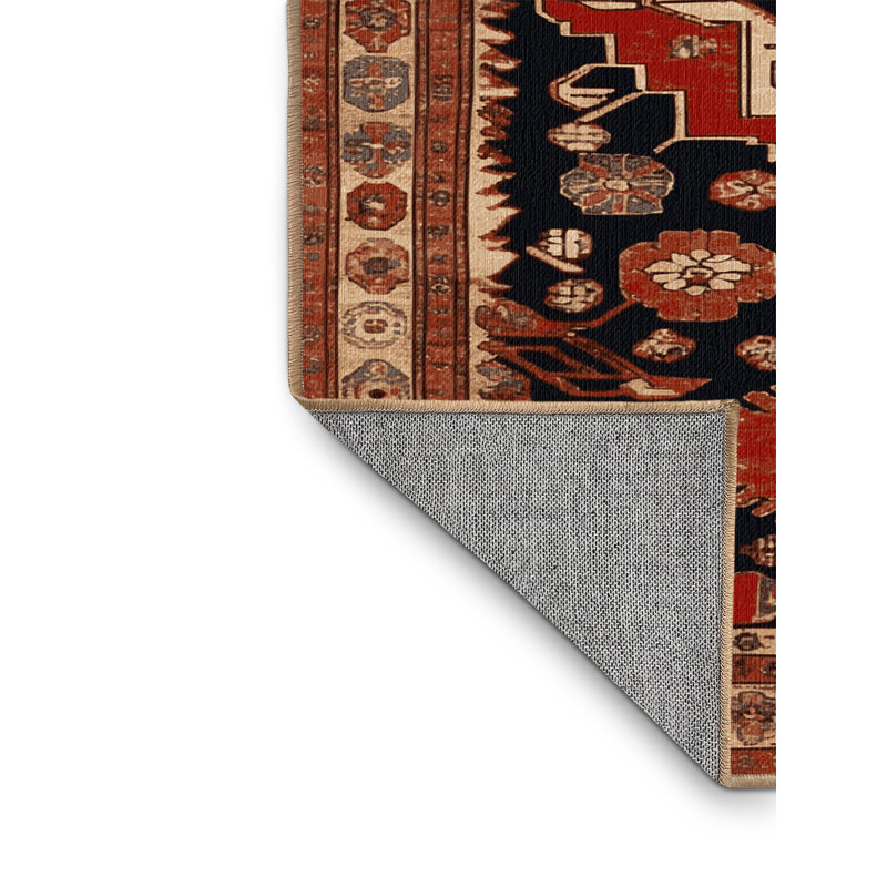 Tapis brun turc lavable à la machine, Rond 7 pi