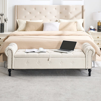 66.9‘’ Upholstered Storage Bench by Alcott Hill