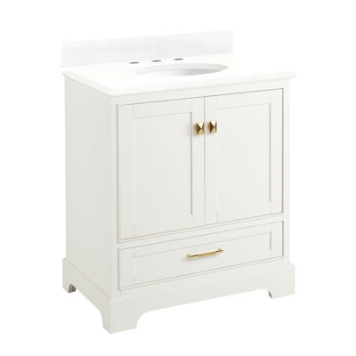Quen 30" Freestanding Single Basin Vanity Set with Cabinet, Vanity Top, and Oval Undermount Sink