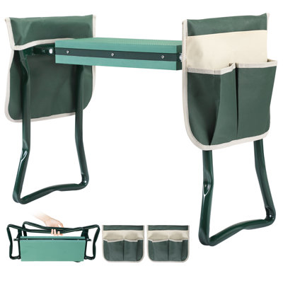 Folding Garden Kneeler Seat Bench With 2 Tool Pouches And Eva Pad