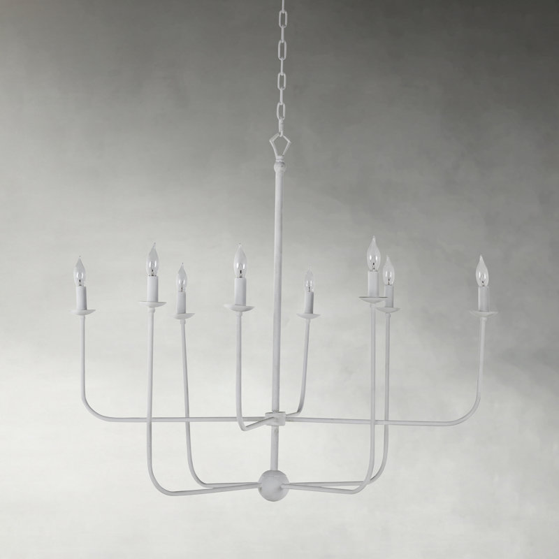 Lilly 8 - Light Candle Style Chandelier, Plaster White