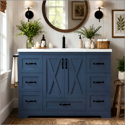 48" Farmhouse Bathroom Vanity with 7 Drawers
