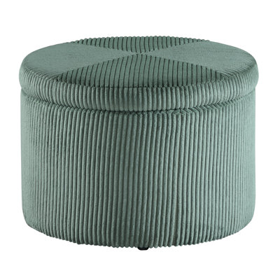 Designs4Comfort Round Corduroy Shoe Storage Ottoman with Reversible Tray Lid