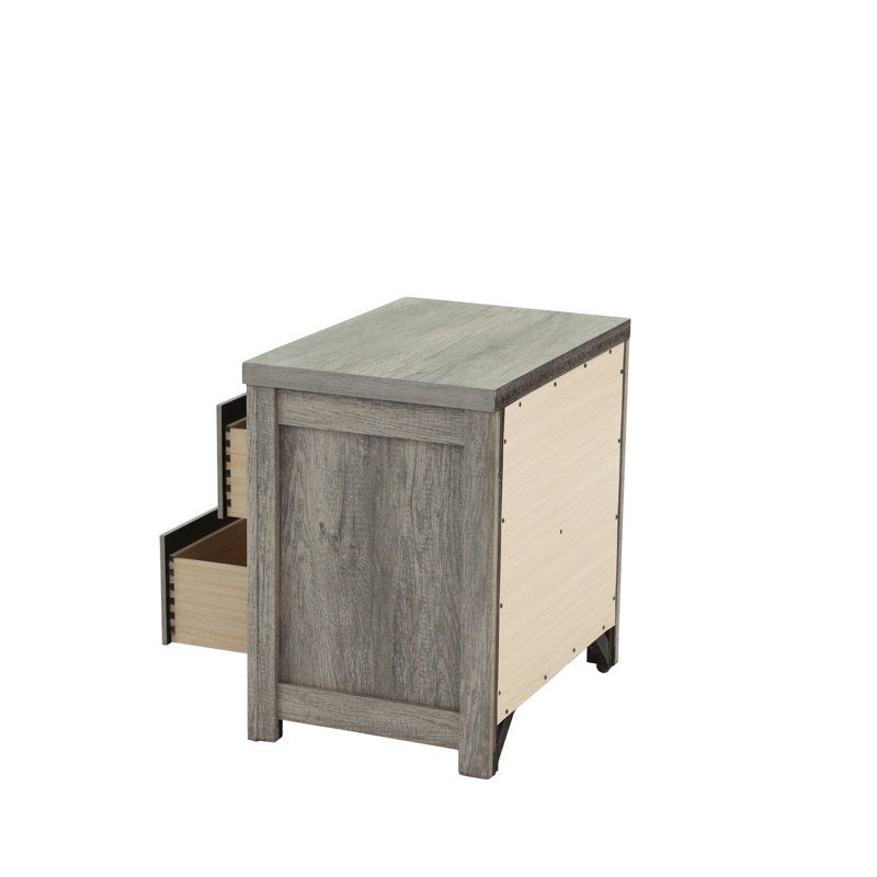 Table de chevet simple à 2 tiroirs Rustic Light Gray