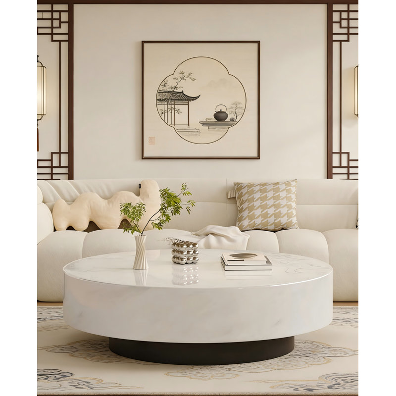 Table basse ronde pour le salon Minimalis, H 13,77 po x L 35,43 po x l 35,43 po