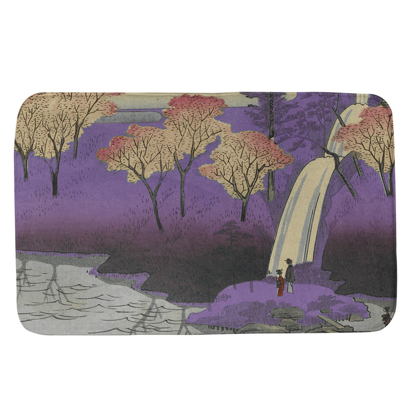 Tapis pour salle de bain chiyogaike étang, l 21 po x L 34 po, Beige / Rose / Gris