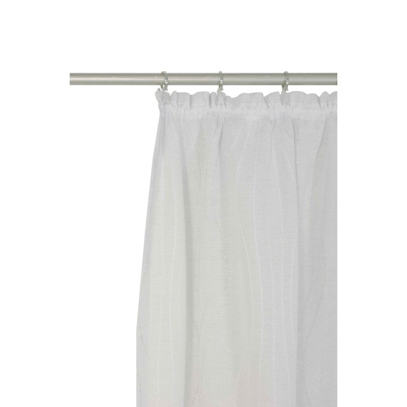 Alderete Pencil Pleat, Single Curtain, opaque, White and silver, 132cm Width x 245cm Drop
