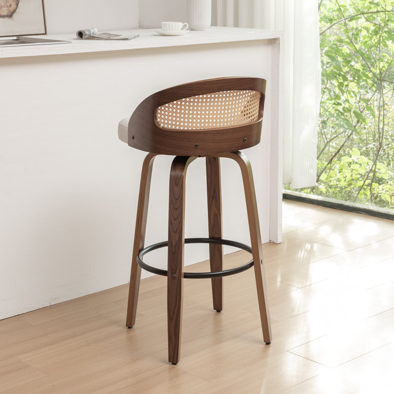 Swivel Upholstered Counter Stool, Beige, 76.2cm