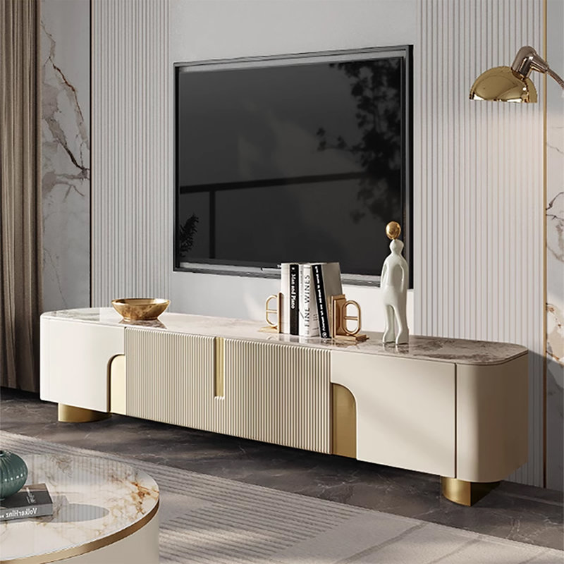 78.7'' Media Console with 3 Drawers, white Colour, Sintered Stone Table-top