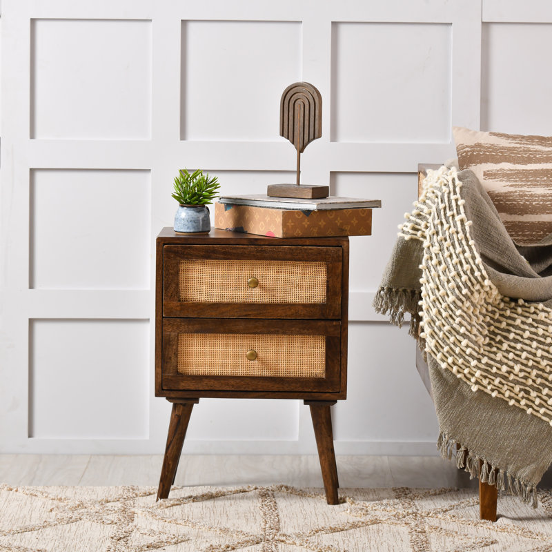 Glines 18'' W Solid Wood Nightstand, Dark Brown/Brown