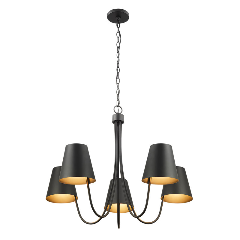 Lustre 5 lumières Ontonio, Noir mat