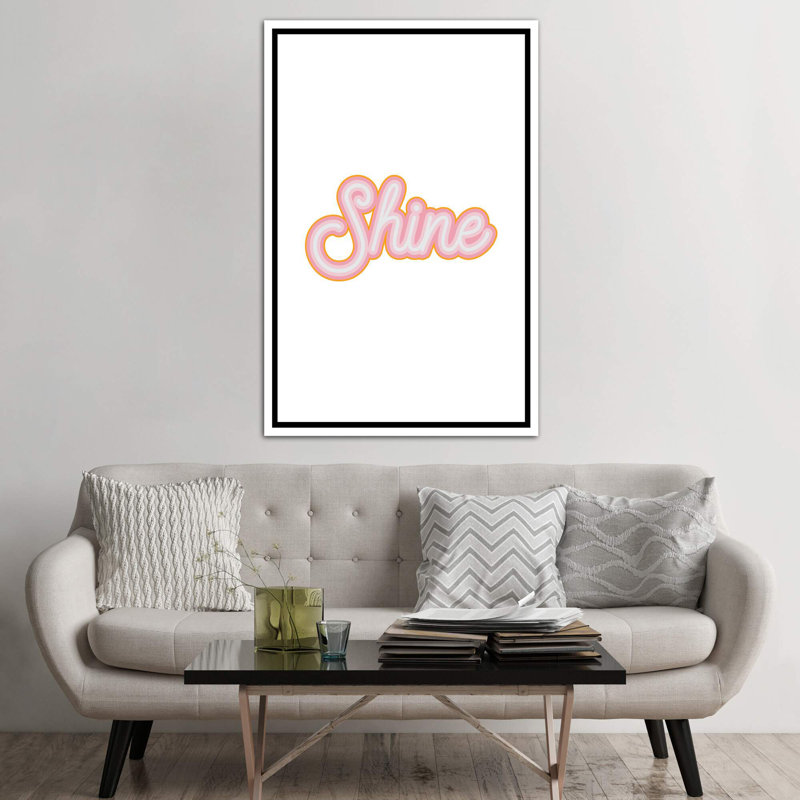 Shine - reproduction d'art textuel, H 60 po x l 40po x P 1,5 po, Toile blanche encadrée, Pas de tapis