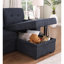 Canapé-lit modulaire réversible en tissu tissé gris foncé de 84,5 po avec méridienne de rangement-178674812