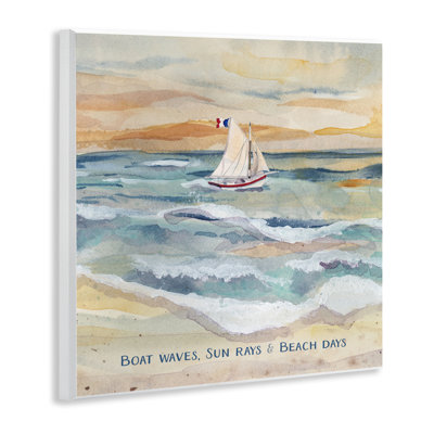 «Boat Waves Sun Rays Beach Days», plaque murale par Audrey Jeanne Roberts