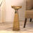 Modern Decorative Round Drink Table with Glass Base and Top with Gold Metal accent-173241780