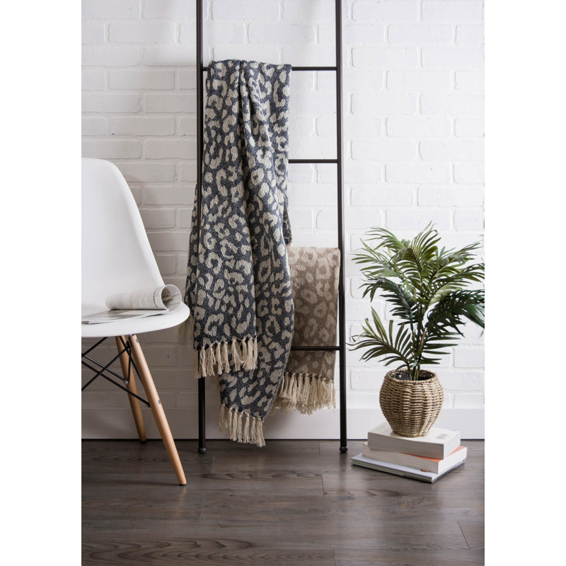 Jeté en coton Dll Leopard, Noir